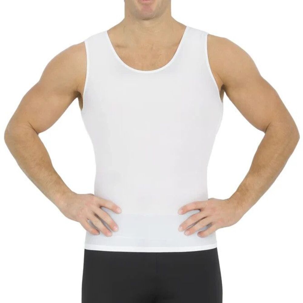 INSTA SLIM Shirt Mens 2XL White Compression Muscle Tank Power Mesh